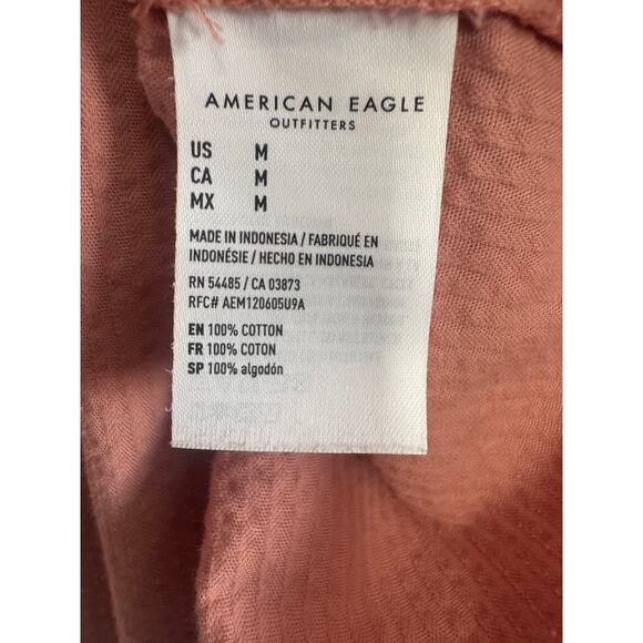 American Eagle Corduroy Button Up Shirt Pink Long Sleeve 100% Cotton Size M - Picture 5 of 5